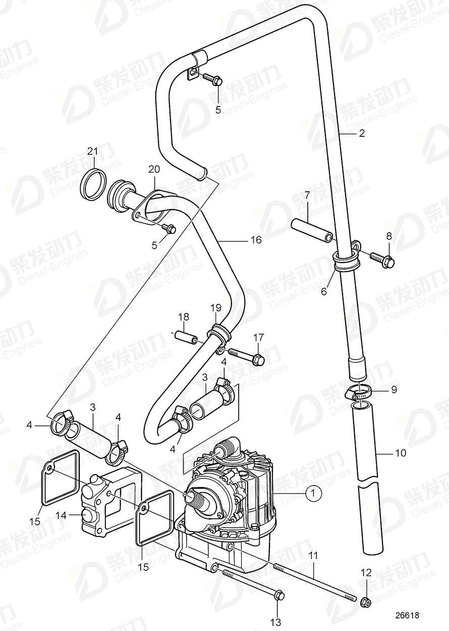 VOLVO Breather pipe 21753261 Drawing